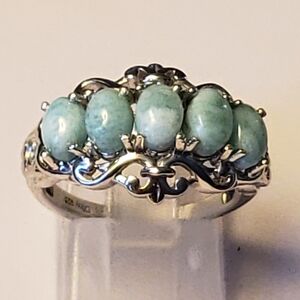 NWT Natural Aqua Larimar Ocean Cascade Ring